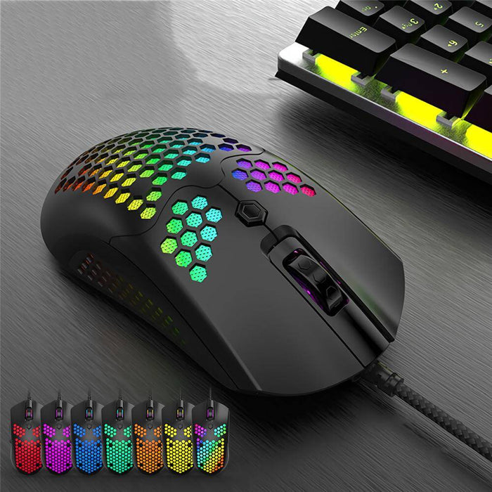 Free-Wolf M5 Wired Honeycomb RGB Gaming Mouse (12000DPI)