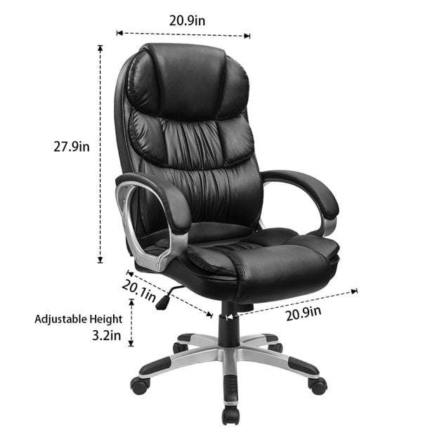 Black Executive High-Back Office Chair: Ergonomic Office Chair with Adjustable Swivel, Lumbar Support, and Armrests