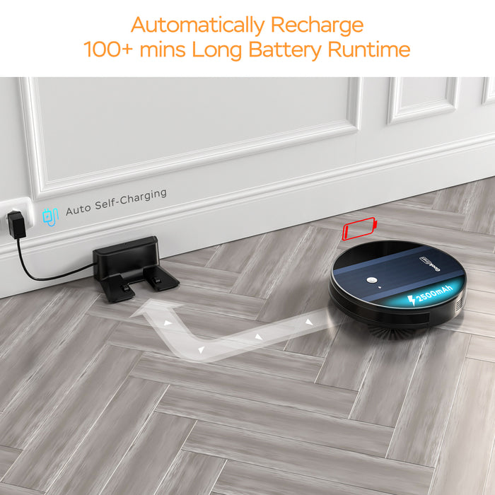 Geek G6 Smart Robot Vacuum: Ultra-Thin with 1800Pa Suction, Self-Charging, App-Controlled & Customizable Cleaning - Ideal for Hard Floors to Carpets