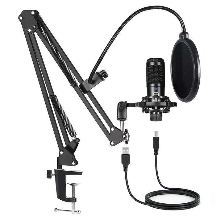 USB Condenser Microphone Bundle Kit,192KHZ/24BIT Professional Cardioid Computer Mic with Adjustable Scissor Arm Stand Shock Mount and Gain Knob for Recording,for Podcasting, Gaming, YouTube