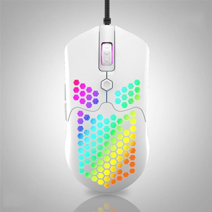 FreeWolf M Series Wired Honeycomb RGB Gaming Mouse (12,000DPI)