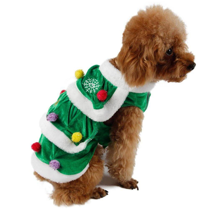 Christmas Festival Tree Pet Dog Cat Coat Puppy Warm Clothes Costumes Apparel Dress