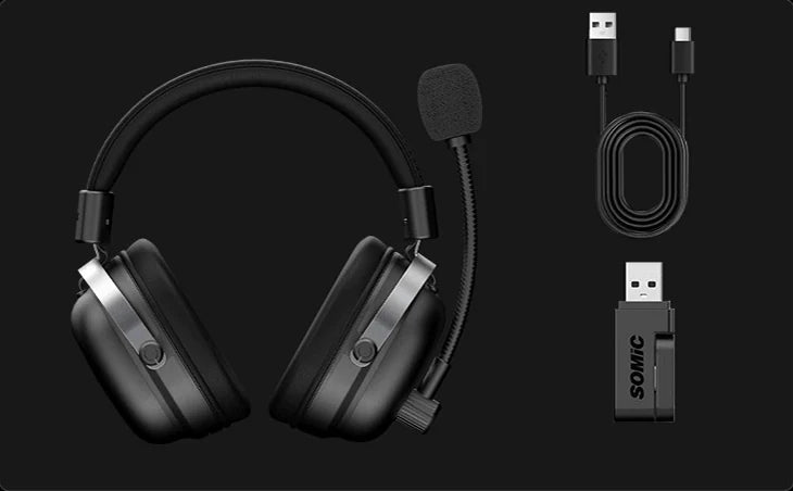 Included Commander headset, wireless USB receiver and USB-A to USB-C cable