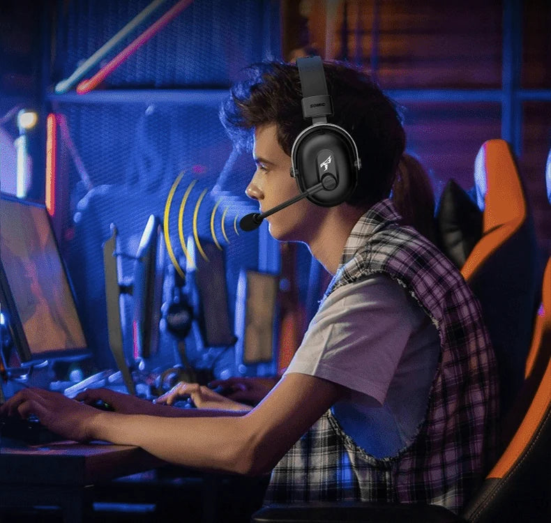 Player using the Commander headset's adjustable boom microphone